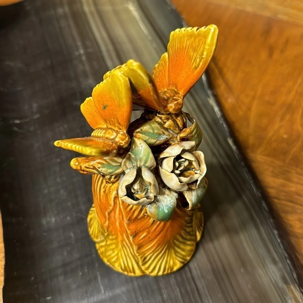 Vintage Ceramic Butterfly Bell Vintage Bohemian Fairy Fantasy Nympth Garden Bell